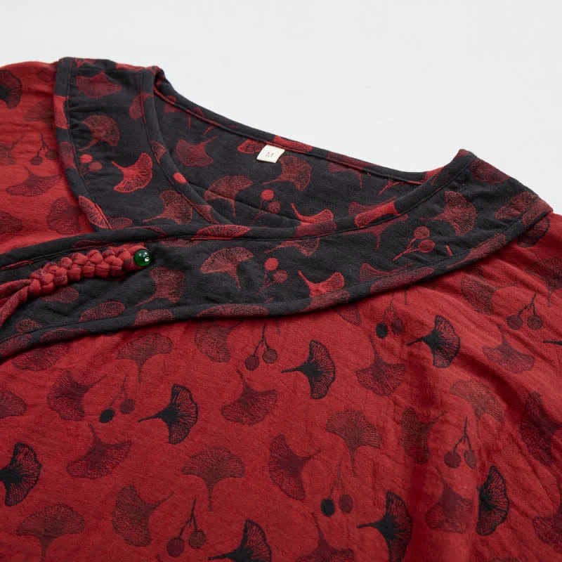 Ginkgoblatt-Baumwollpyjama mit orientalischen Quasten