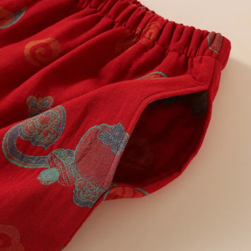 Nachtwäsche aus Baumwolle im orientalischen Stil mit Kürbis-Persimmon-Muster