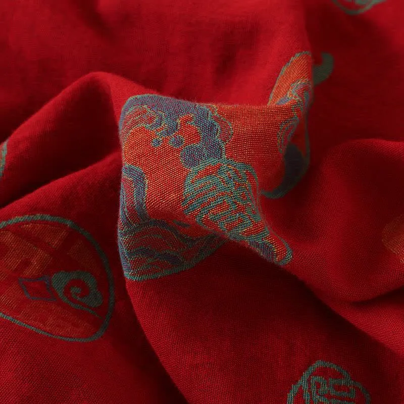 Nachtwäsche aus Baumwolle im orientalischen Stil mit Kürbis-Persimmon-Muster