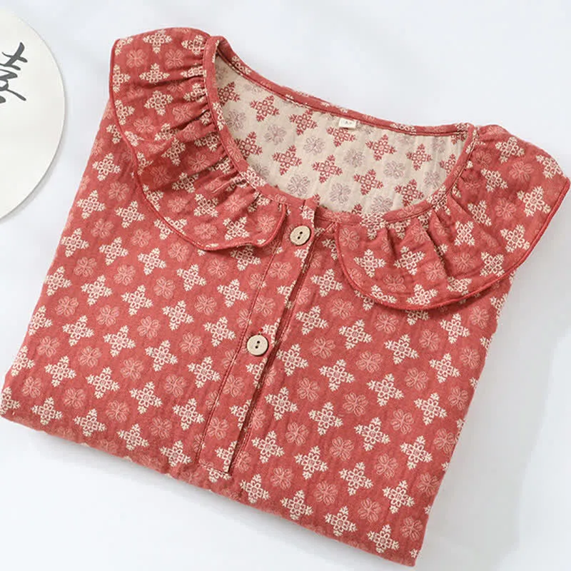 Retro-Nachthemd aus Baumwollgaze-Jacquard
