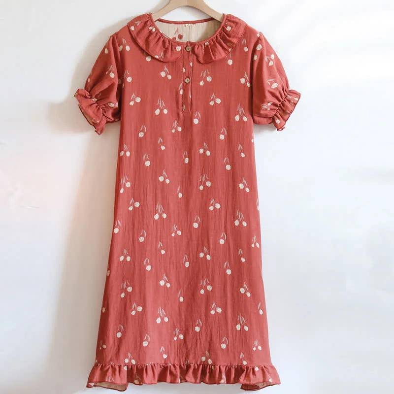 Nachthemd aus Baumwollgaze-Jacquard mit Tulpendruck