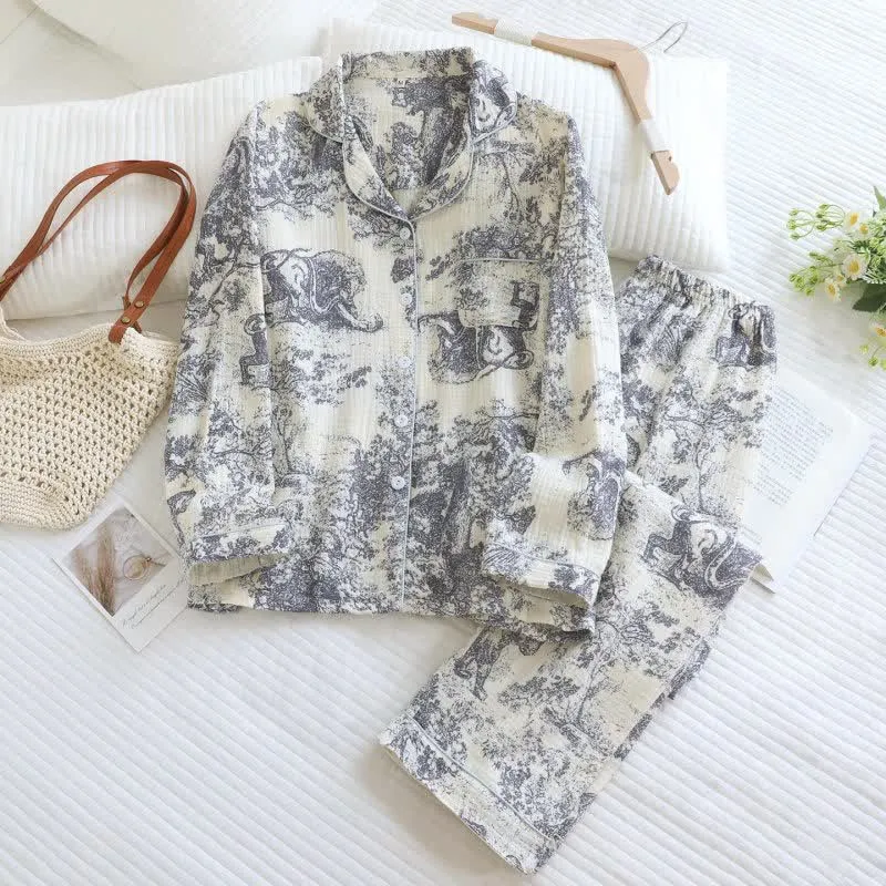 Loungewear-Set aus Baumwolle mit Tiger Tree-Print