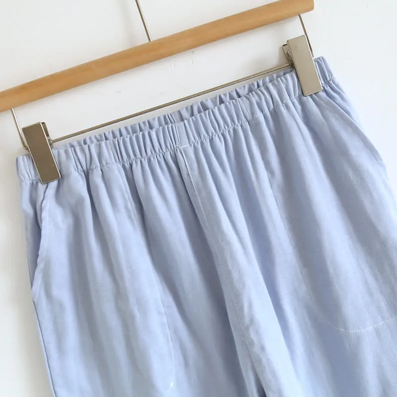 Einfarbiger Rüschen-Baumwollpyjama mit Camisole