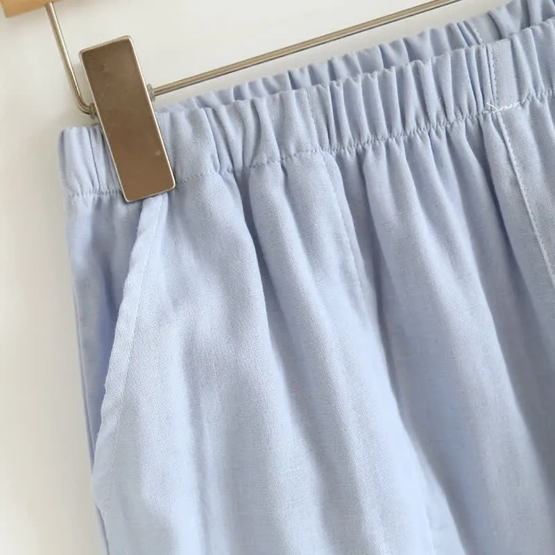 Einfarbiger Rüschen-Baumwollpyjama mit Camisole