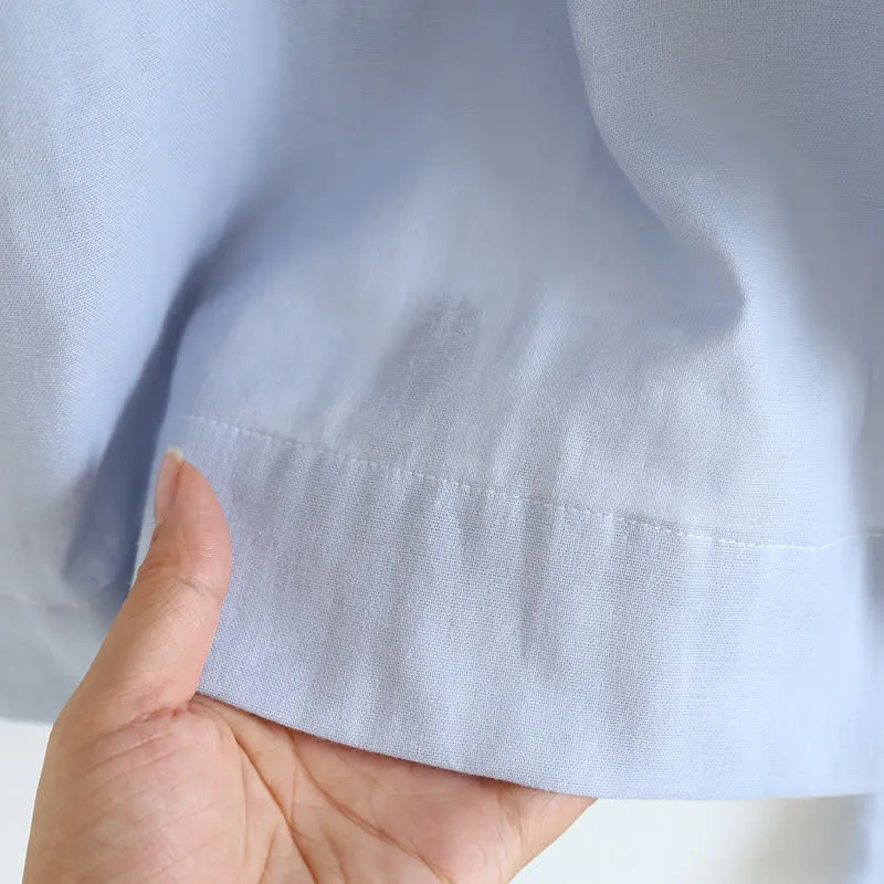 Einfarbiger Rüschen-Baumwollpyjama mit Camisole