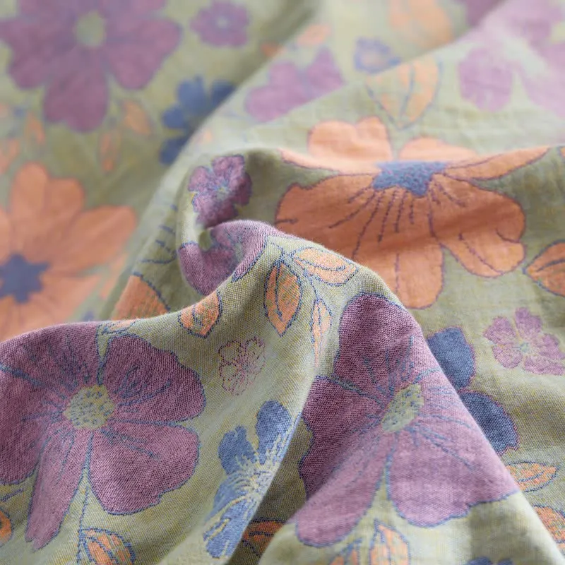 Elegante Bettwäsche aus Baumwollgaze mit Blumenmuster im Jacquard-Stil