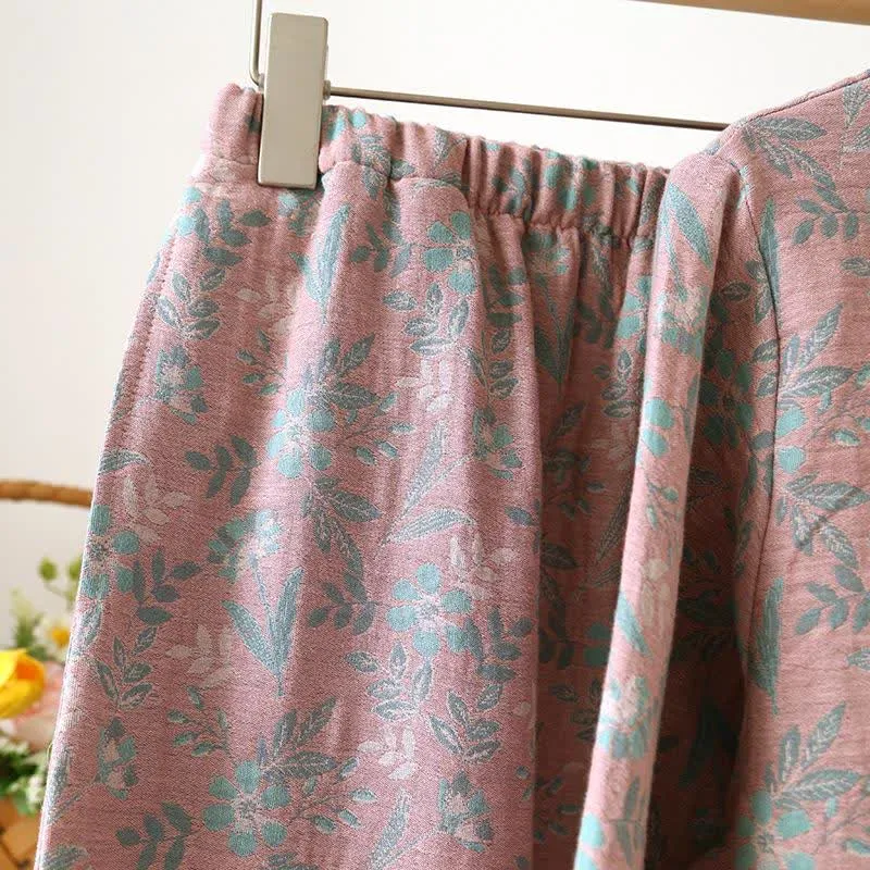 Pyjama aus Baumwollgaze-Jacquard mit orientalischem Blumenmuster