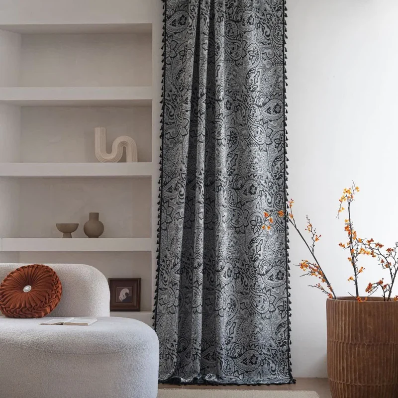 Jacquard-Vorhang im Ethno-Stil mit Paisley-Muster