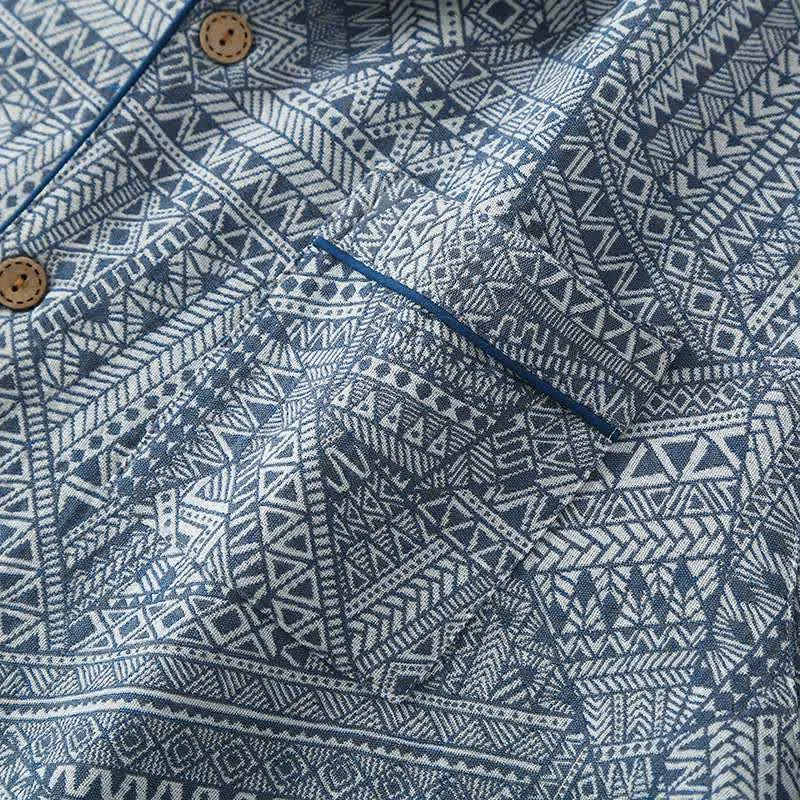 Loungewear-Set aus Baumwollgaze mit geometrischem Muster