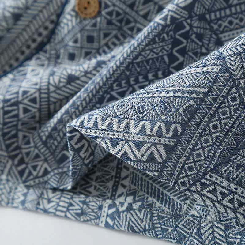 Loungewear-Set aus Baumwollgaze mit geometrischem Muster