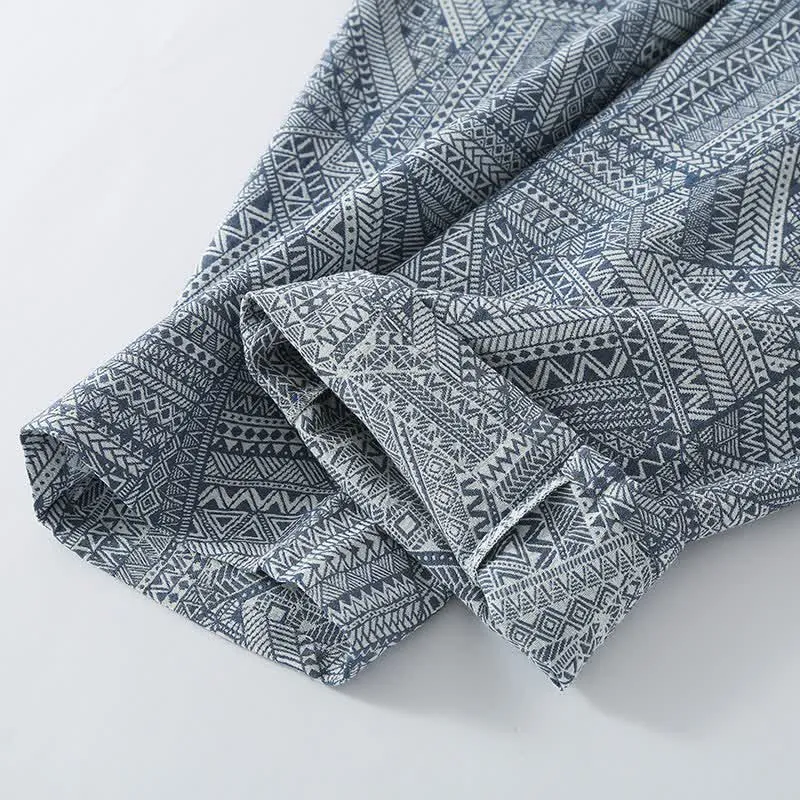Loungewear-Set aus Baumwollgaze mit geometrischem Muster