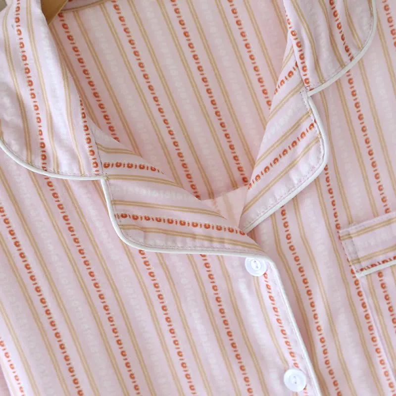 Passendes Loungewear-Set aus gestreifter Baumwollgaze