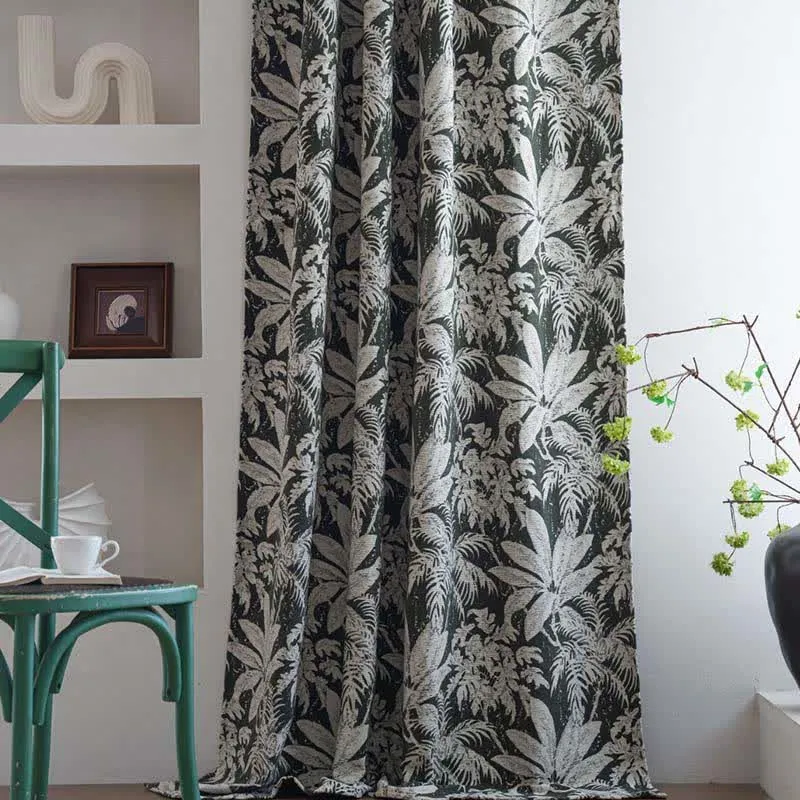 Jacquard-Vorhang mit tropischem Inselblattmuster