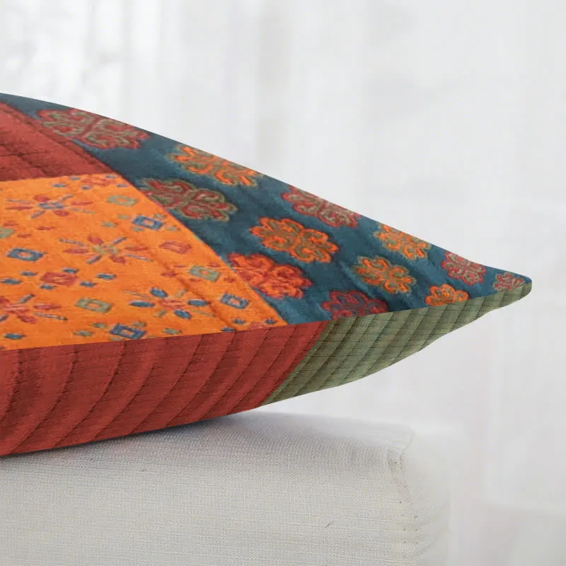 Patchwork-Kissenbezüge aus Baumwollgaze-Jacquard, quadratisch (2 Stück)