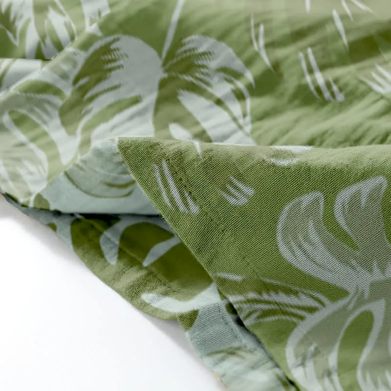 Monstera Kimono-Loungewear-Set aus Baumwollgaze