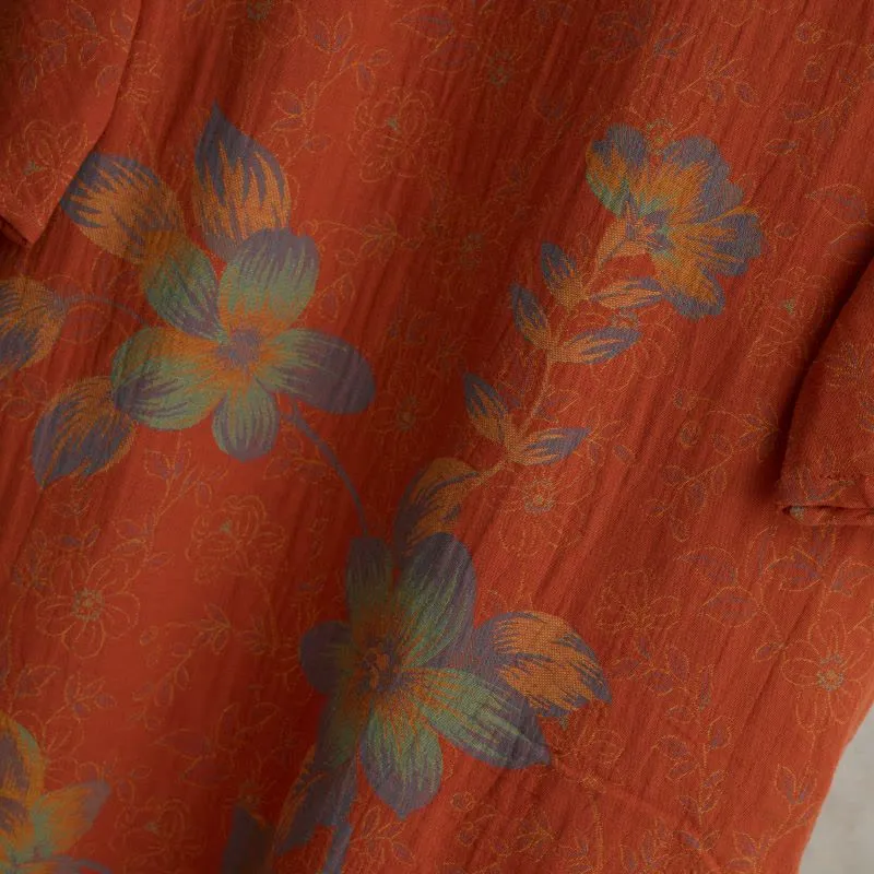 Vintage Pfirsichblüten Baumwollgaze Nachthemd