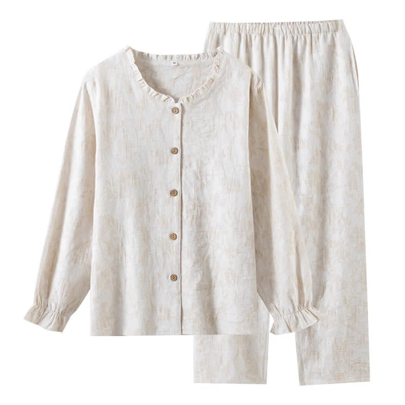 Passendes minimalistisches Loungewear-Set aus Baumwollleinen