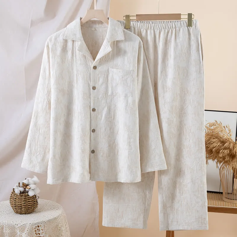 Passendes minimalistisches Loungewear-Set aus Baumwollleinen