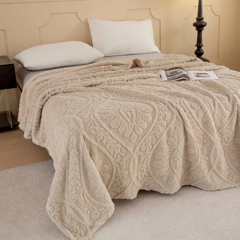 Jacquard-Überwurfdecke mit Vintage-Blumenmuster