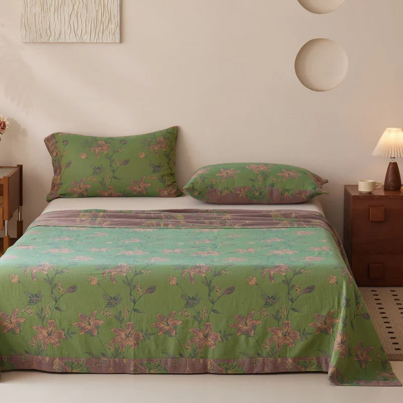Tagesdecke „Lily“ aus Baumwollgaze im Jacquard-Stil