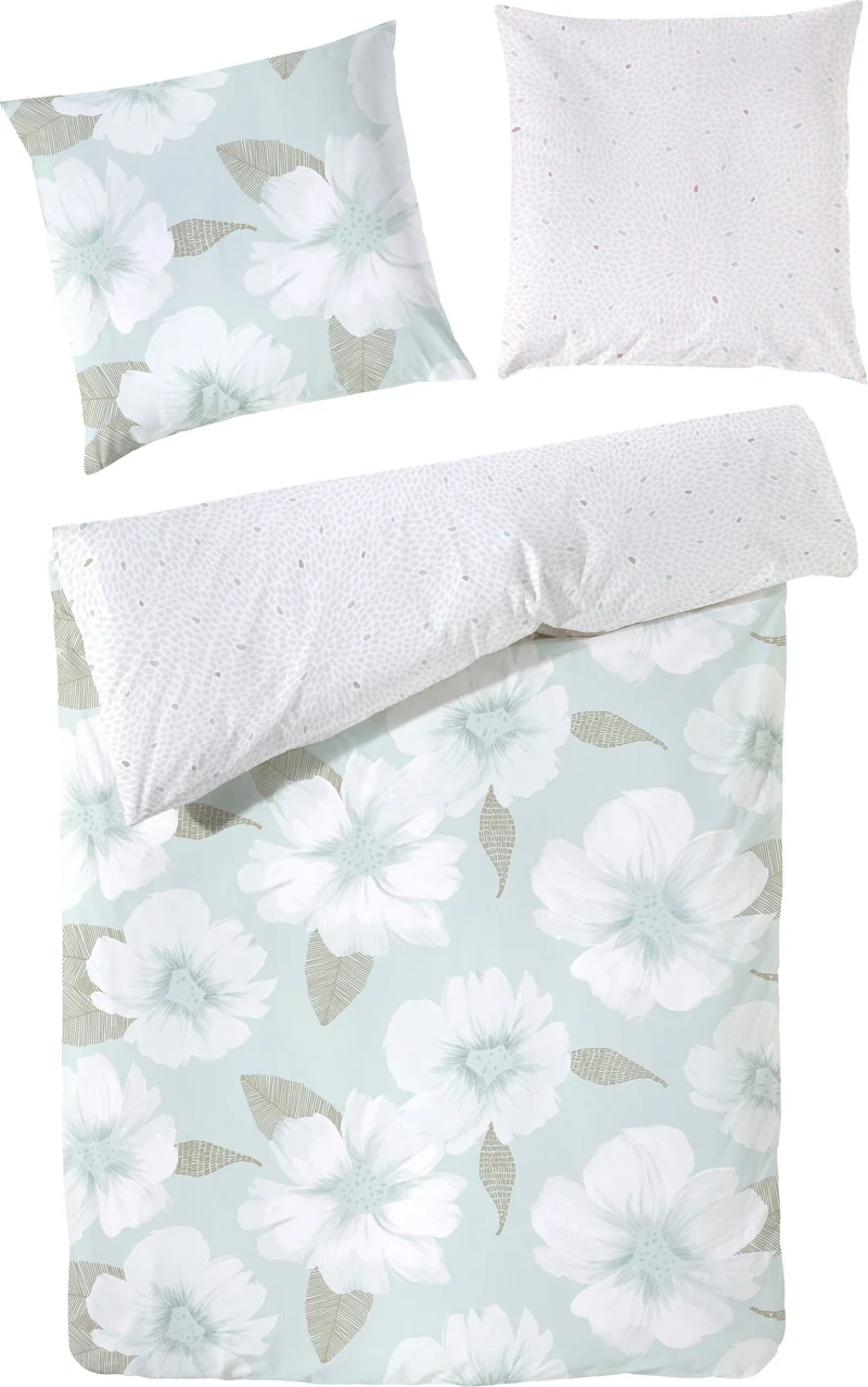 Zeo Living Wendebettwäsche Renforce Blüten