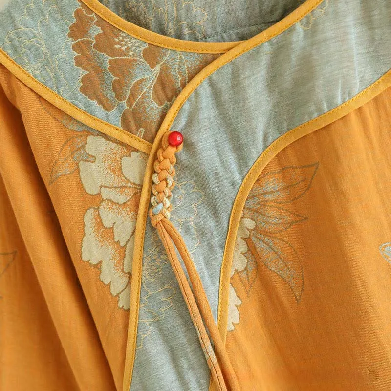 Pyjama aus Baumwollgaze mit Pfingstrosen- und Schmetterlingsmuster (Jacquard)