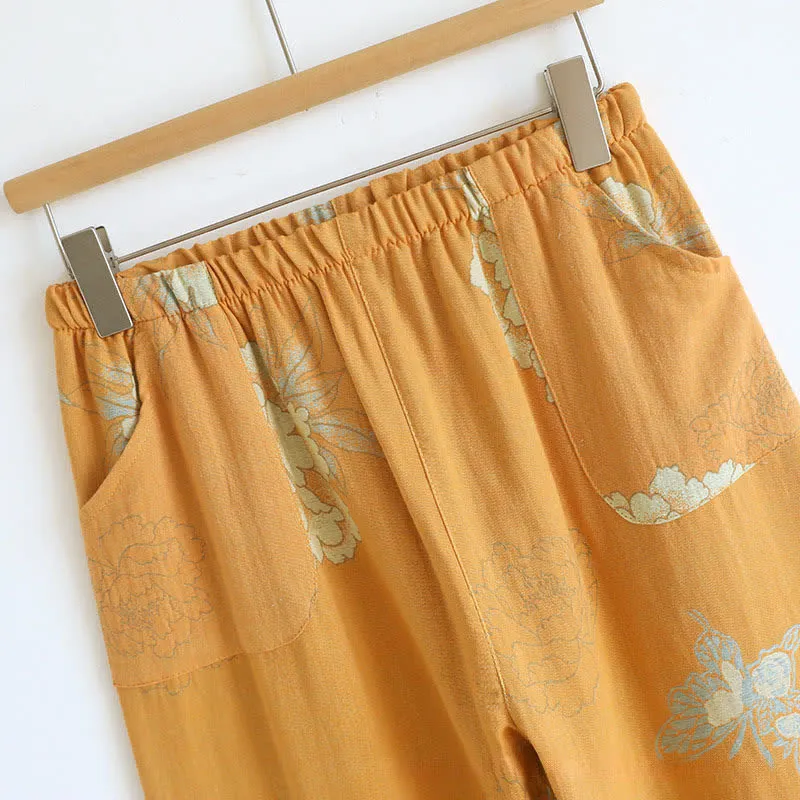Pyjama aus Baumwollgaze mit Pfingstrosen- und Schmetterlingsmuster (Jacquard)