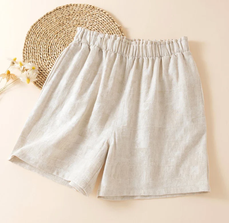 Passende Pyjama-Shorts aus Baumwollleinen für Paare