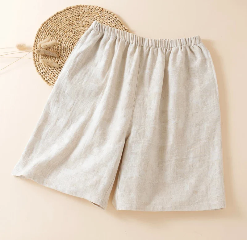 Passende Pyjama-Shorts aus Baumwollleinen für Paare