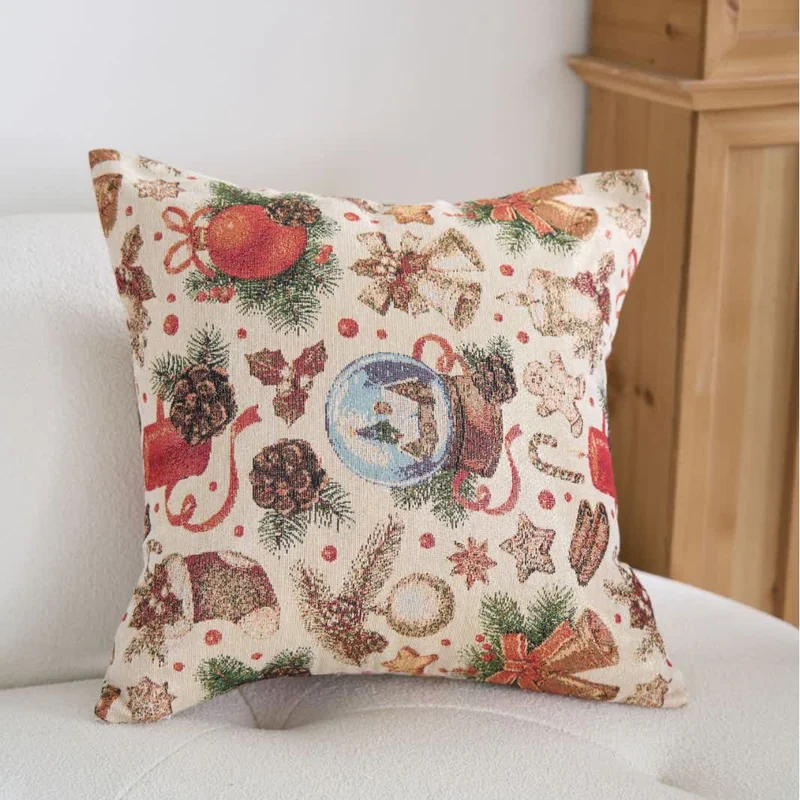 Weihnachts-Kristallkugel-Jacquard-Wurfkissen