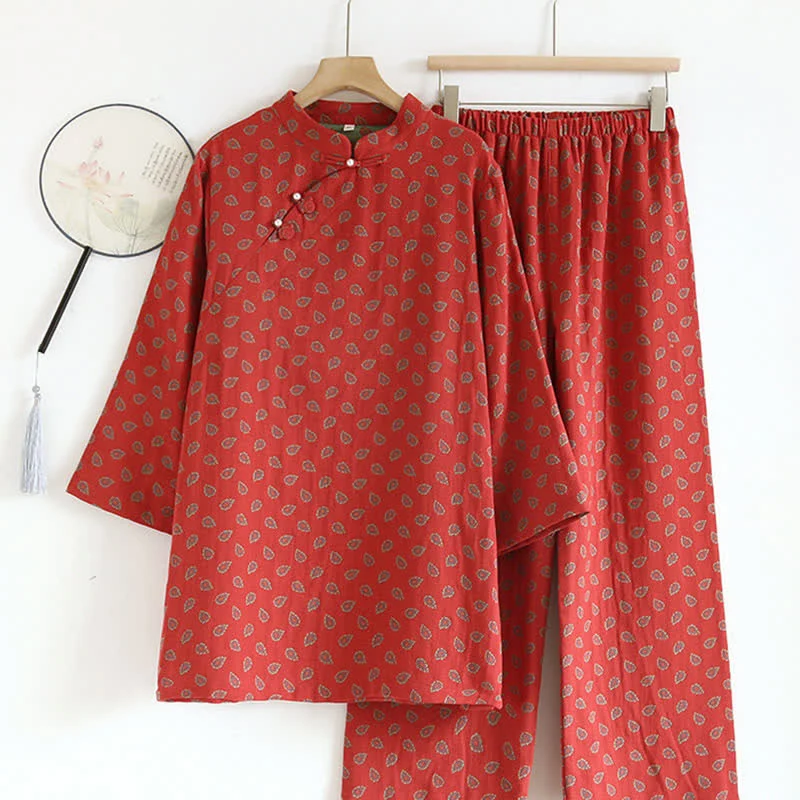 Paisley-inspirierter Jacquard-Pyjama aus Baumwollgaze
