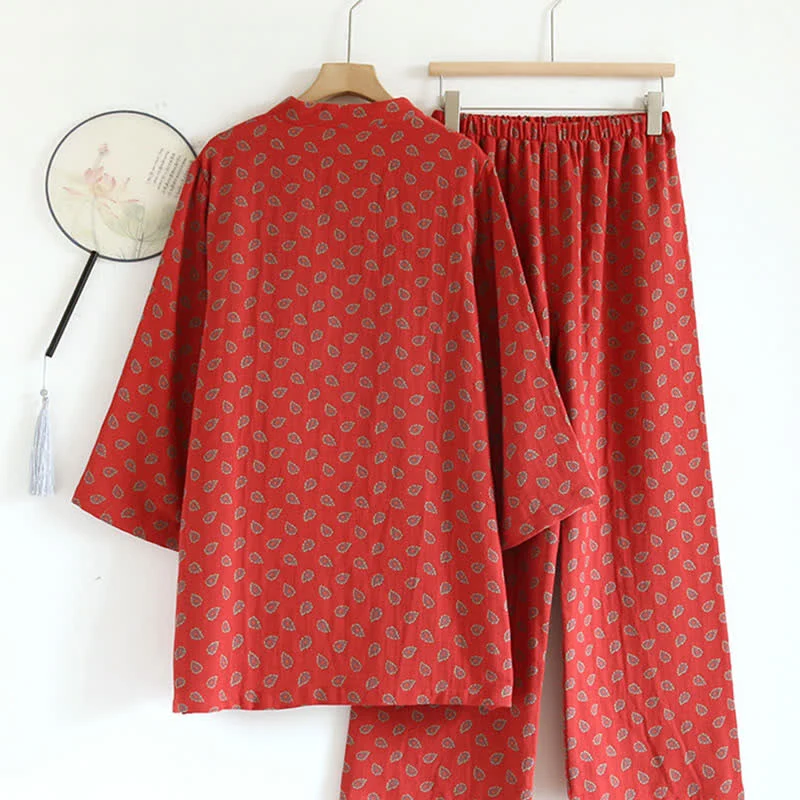 Paisley-inspirierter Jacquard-Pyjama aus Baumwollgaze