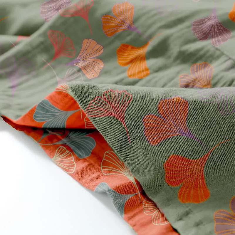 Kimono-Loungewear-Set aus Ginkgo-Baumwollgaze