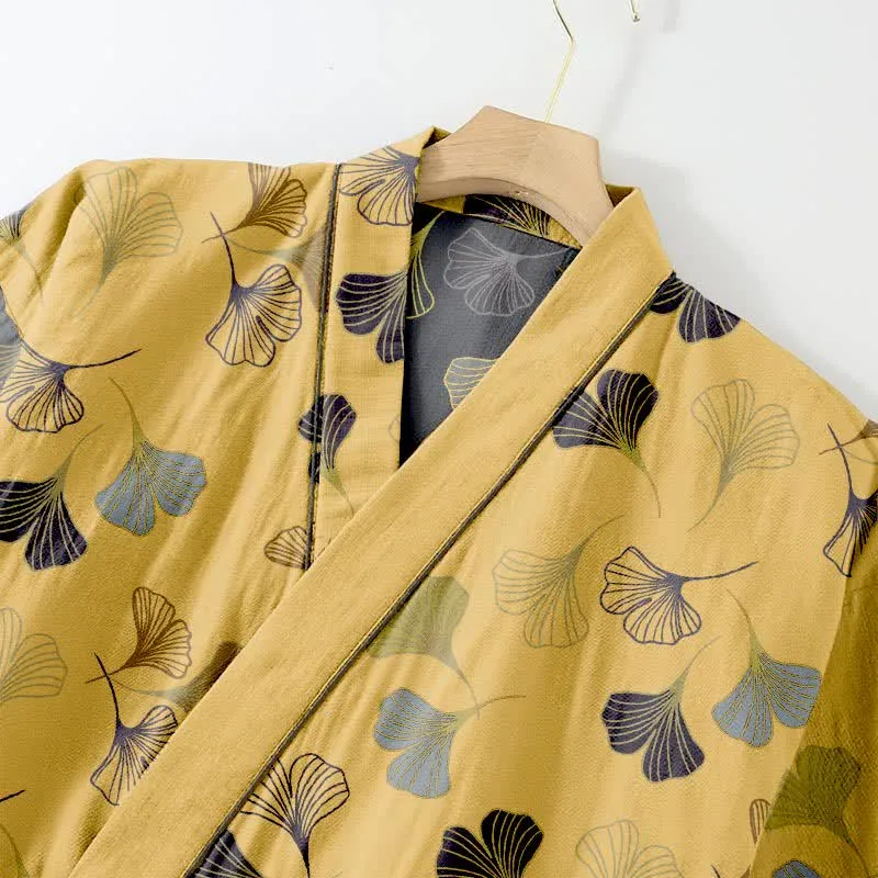 Kimono-Loungewear-Set aus Ginkgo-Baumwollgaze