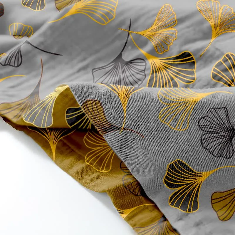 Kimono-Loungewear-Set aus Ginkgo-Baumwollgaze