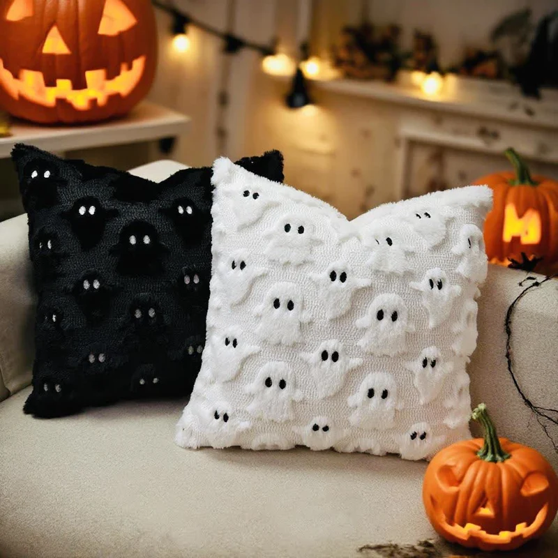 Bestickte Kissenbezüge mit Halloween-Geist (2 Stück)