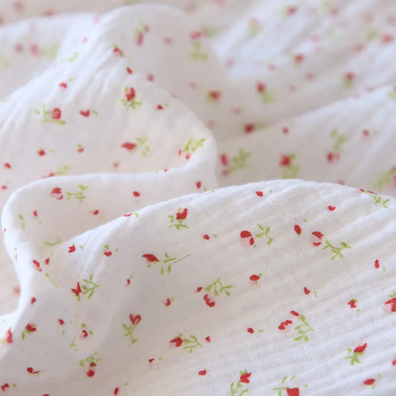 Rotes Camisole-Nachthemd aus Baumwollgaze mit Blumenmuster