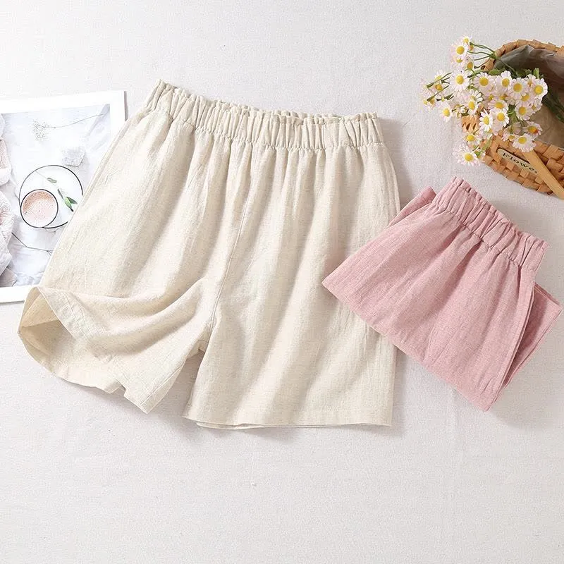 Pyjama-Shorts aus natürlichem Baumwollleinen
