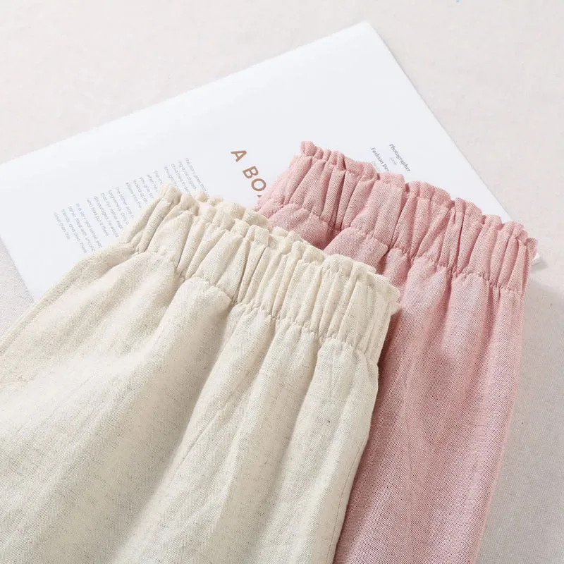 Pyjama-Shorts aus natürlichem Baumwollleinen