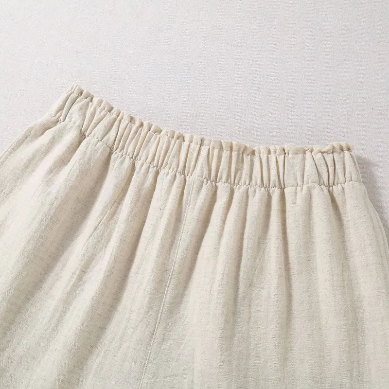 Pyjama-Shorts aus natürlichem Baumwollleinen