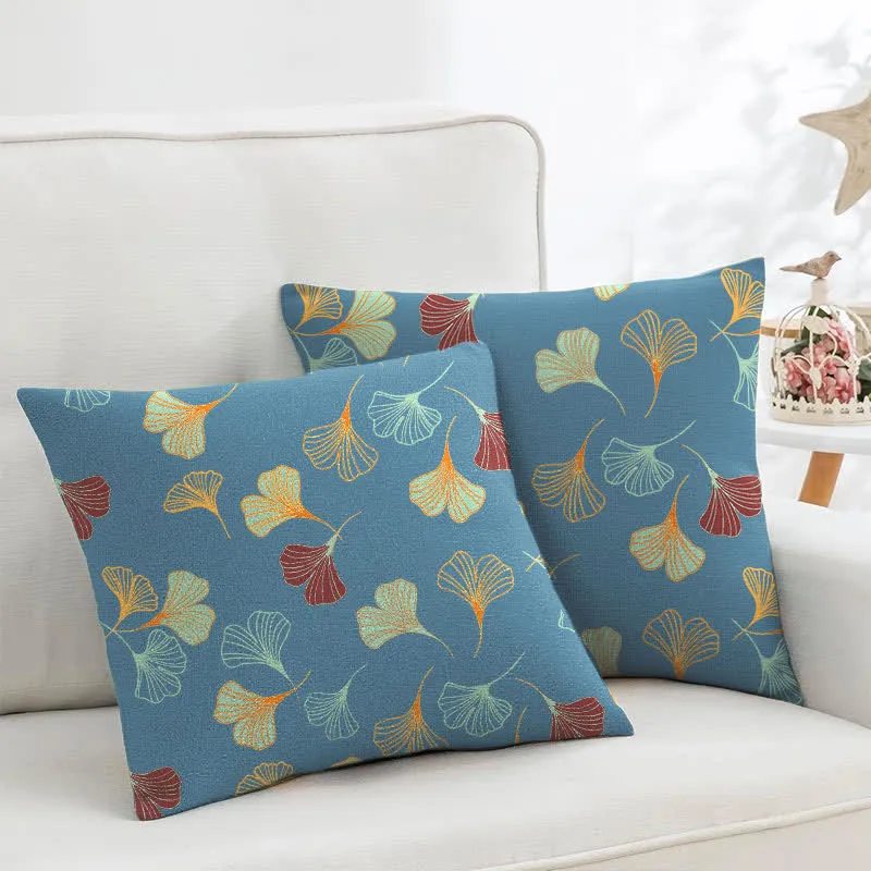 Quadratische Kissenbezüge aus Ginkgo-Biloba-Baumwolljacquard (2 Stück)