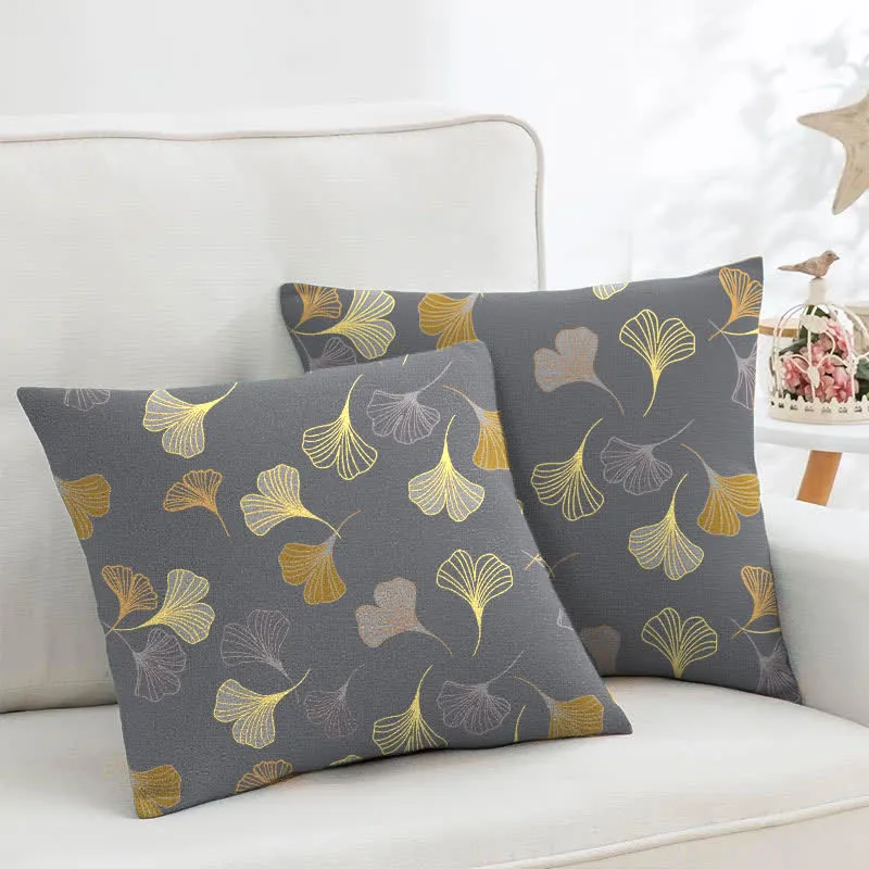 Quadratische Kissenbezüge aus Ginkgo-Biloba-Baumwolljacquard (2 Stück)
