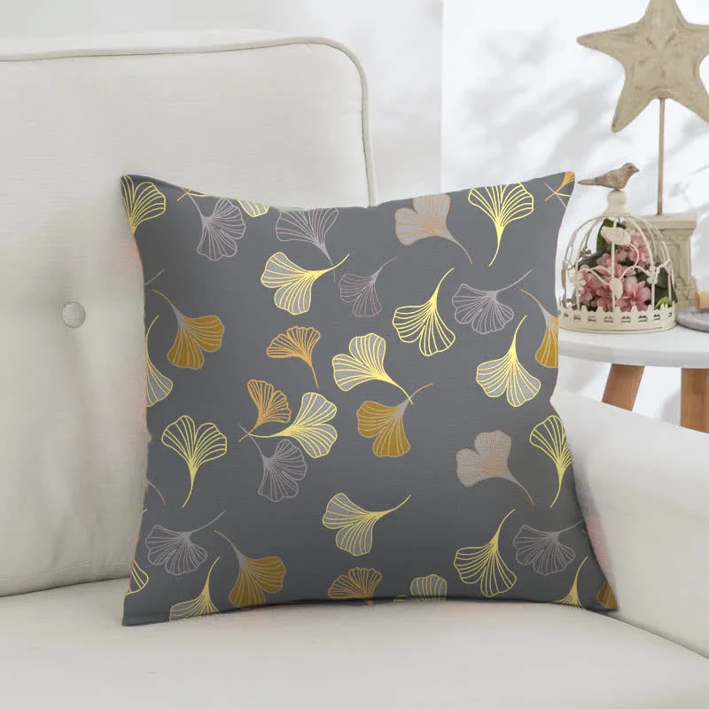 Quadratische Kissenbezüge aus Ginkgo-Biloba-Baumwolljacquard (2 Stück)