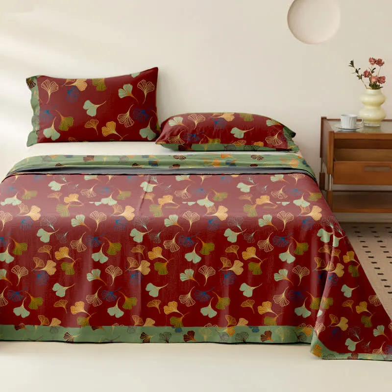 Tagesdecke aus Baumwollgaze-Jacquard „Ginkgo Biloba“