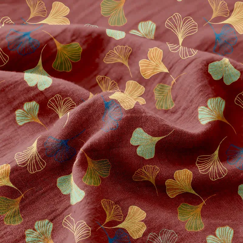 Tagesdecke aus Baumwollgaze-Jacquard „Ginkgo Biloba“