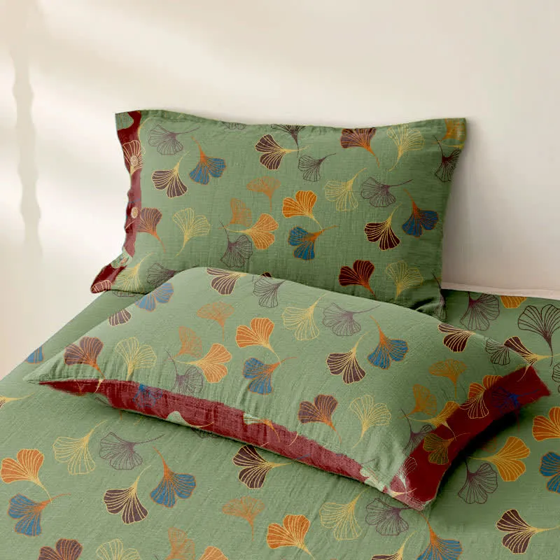 Tagesdecke aus Baumwollgaze-Jacquard „Ginkgo Biloba“