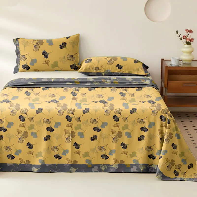 Tagesdecke aus Baumwollgaze-Jacquard „Ginkgo Biloba“