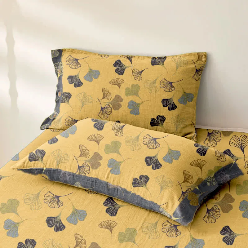 Tagesdecke aus Baumwollgaze-Jacquard „Ginkgo Biloba“