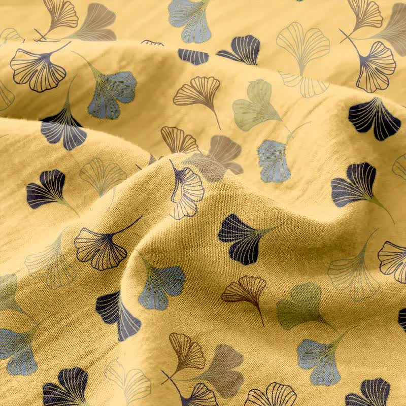 Tagesdecke aus Baumwollgaze-Jacquard „Ginkgo Biloba“