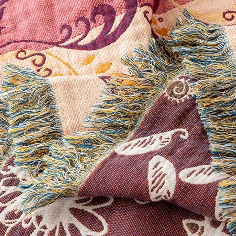 Sofadecke aus Baumwollgaze mit Paisley-Blumenmuster